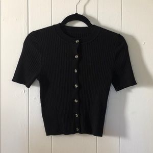 Ribbed button down sweater tee